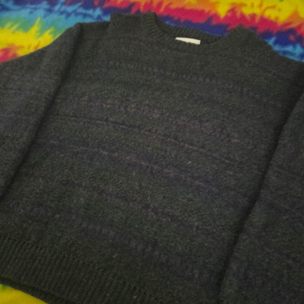 Vintage 90s Eddie Bauer Mens XL Recycled Wool Crewneck Sweater USA Green Striped - Picture 2 of 7
